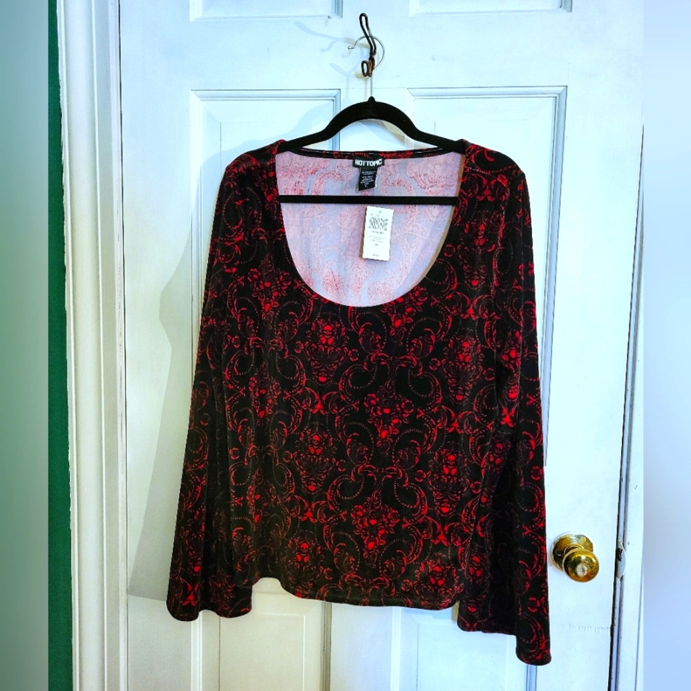 Hot Topic Velvet Bell Sleeve Top